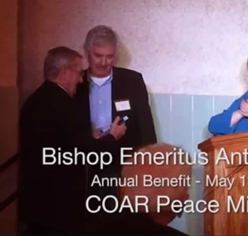 2017 - Bishop Pilla receives COAR thanks from Ron Myers, brother of founder Fr. Ken