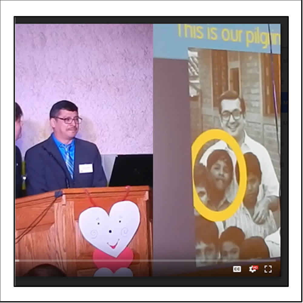 2017 - Jose (circled in yellow in 1981) thanks Bishop Pilla for his protection