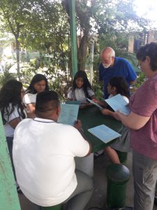 Visitors spent the morning teaching English at the COAR high school